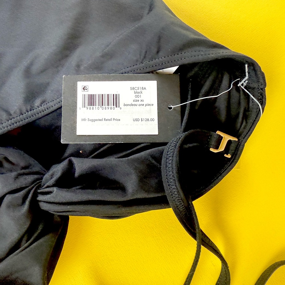Kate Spade Black Bandeau One Piece Swimsuit Size XS NWT - Picture 3 of 3